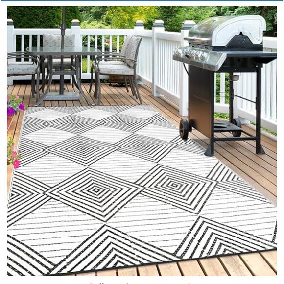 Waterproof Outdoor Rug 5x8ft, Foldable Reversible Plastic Straw Mat - Picture 6 of 6